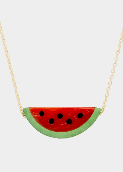 Aliita Watermelon Necklace In Red Coral And Oxidized Turquoise