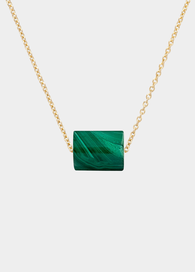 Aliita Deco Cylinder Necklace With Malachite In Yellow Gold