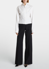 Alaïa Corset Button-down Poplin Shirt In Blanc
