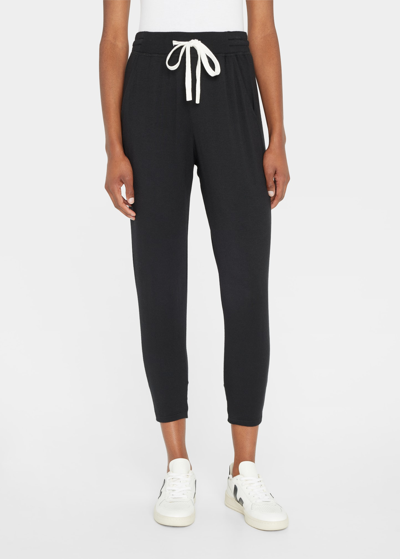 Splits59 ‘kiki' Rib 7/8 Drawstring Elasticated Waist Sweatpants In Black