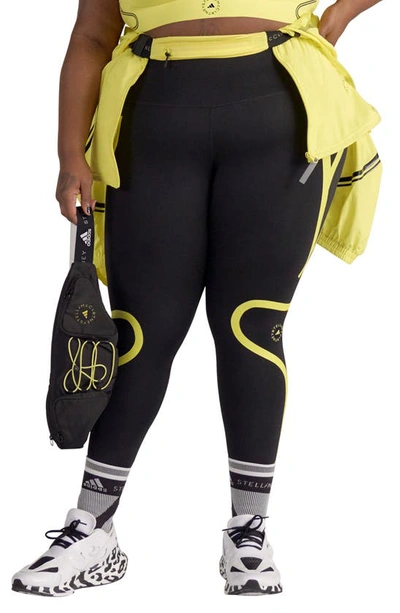 Adidas By Stella Mccartney Truepace Tights In Black/ Shock Yellow