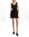 Alaïa Scoop Neck Elastic Waist Ribbed Skater Dress In Noir Alaia