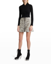 Alaïa Zebra Calf Hair Mini Skirt In Blancnoir