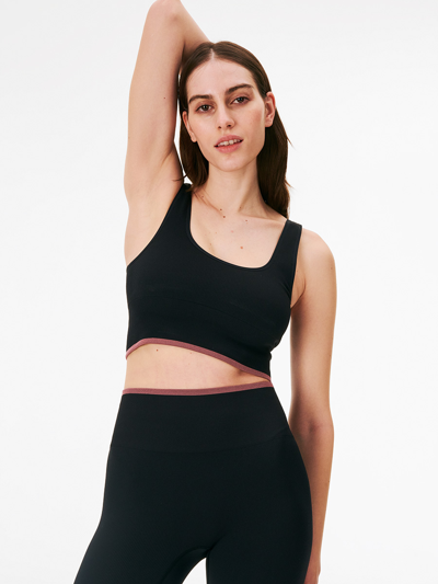 Outdoor Voices Seamlessrib Longline Bra In Black