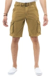 X-ray Belted Twill Trim Cargo Shorts In New Khaki