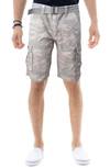 X-ray Belted Twill Trim Cargo Shorts In Sand Camo