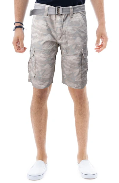 X-ray Belted Twill Trim Cargo Shorts In Sand Camo