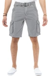 X-ray Belted Twill Trim Cargo Shorts In Slate Grey