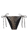 Ganni Core Side Tie Bikini Bottoms In Leopard