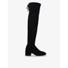 Stuart Weitzman Accordion Over-the-knee Suede Boots In Black