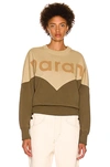 Isabel Marant Étoile Houston Flocked Two-tone Cotton-blend Jersey Sweatshirt In Beige