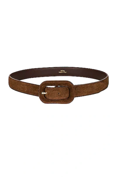 Totême Wide Covered Buckle Leather Belt Brown Suede In Camel