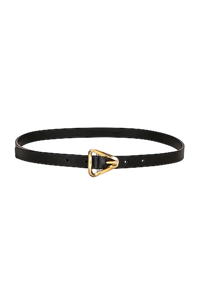 Bottega Veneta Triangle Leather Belt In Black & Gold