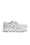 On Cloud 5 Terry Running Shoe In Pearl & White
