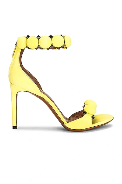 Alaïa Bombe Stud Suede Ankle-wrap High-heel Sandals In Jaune Citron