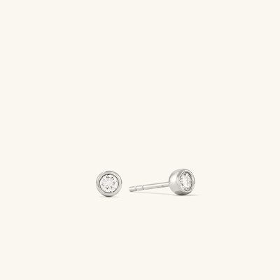 Mejuri Round Diamond Studs White Gold In Silver