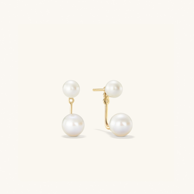 Mejuri Bold Pearl Ear Jacket Studs In Vermeil