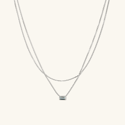 Mejuri Layered Aquamarine Necklace Silver