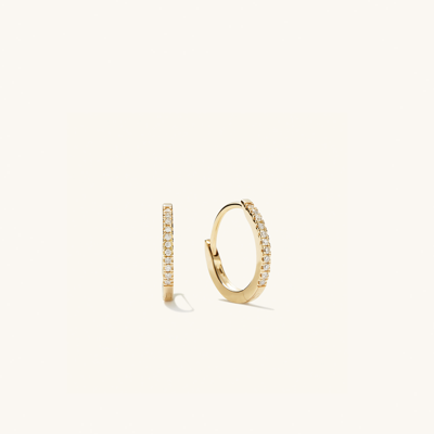 Mejuri Pave Diamond Huggie Hoops In Yellow