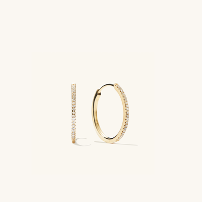 Mejuri Pave Diamond Medium Hoops In Yellow