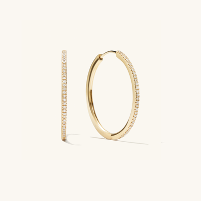 Mejuri Pave Diamond Large Hoops In Yellow