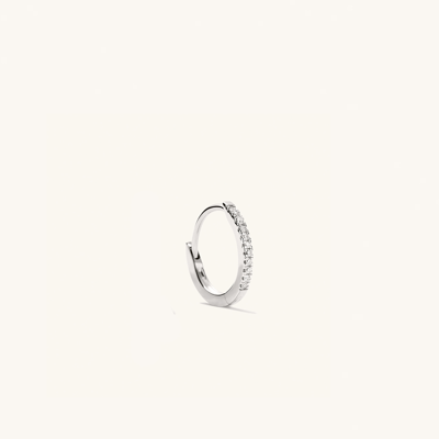 Mejuri Single Pave Diamond Huggie Hoop White Gold In Silver