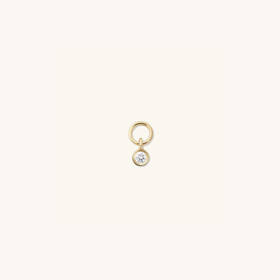 Mejuri Single Diamond Drop Hoop Charm In Yellow