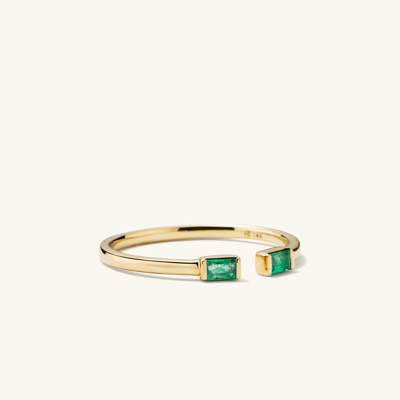 Mejuri Baguette Emerald Open Ring In Yellow