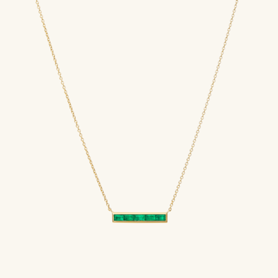 Mejuri Baguette Emerald Bar Necklace In Gold