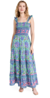 Bell Christine Silk-cotton Voile Maxi Dress In Blue Multi