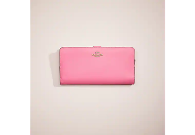 Coach Restored Skinny Wallet In Brass/confetti Pink