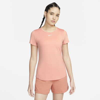 Nike Women's Dri-fit One Luxe Slim Fit Short-sleeve Top In Orange