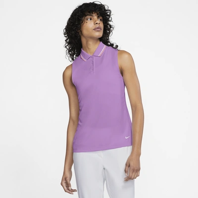 Nike Dri-fit Victory Womenâs Sleeveless Golf Polo In Violet Shock/white