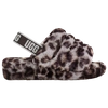 Ugg Leopard Print Fluff Yeah Sandals In Grey/white