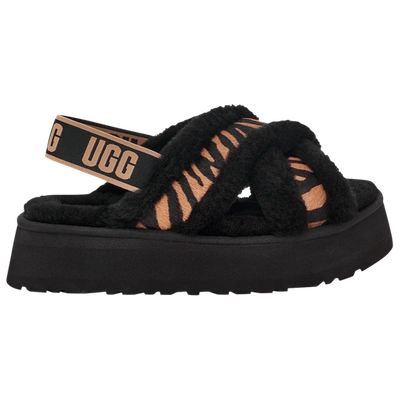 Ugg Womens  Disco Cross Slides In Black/brown