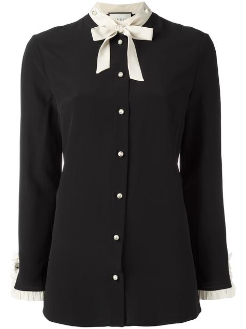 Gucci Silk Necktie Shirt In Black | ModeSens