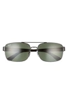 Ray Ban 61mm Pillow Sunglasses In Gunmetal/ Clear Dark Blue