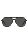 Quay Backstage Pass 52mm Aviator Sunglasses In Black / Black Polarized