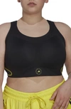 Adidas By Stella Mccartney Truepace Sports Bra In Black/ Shock Yellow