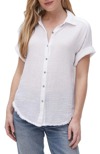 Michael Stars Bailey Cotton Gauze Button-down Shirt In White