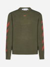 Off-white Off White Mans Green Diag Arrow Cotton Blend Sweater
