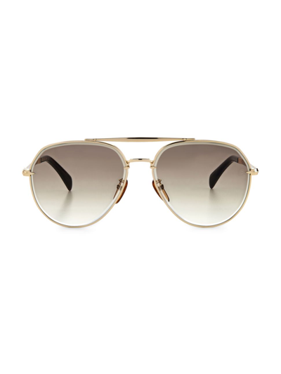 David Beckham Gold Haven 61mm Aviator Sunglasses