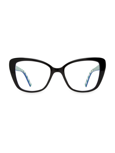 Kate Spade Fiona 51mm Cat Eye Blue Block Readers In Black