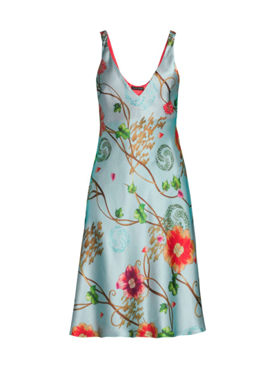 Josie Natori Natori Saito Floral Silk Slip In Cloud