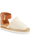 See By Chloé Leather And Canvas Platform Espadrilles In Natural