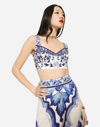 Dolce & Gabbana Majolica-print Charmeuse Top In Multicolor