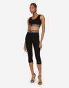 Dolce & Gabbana Black Sports Bra With Branded Band In Stretch Tech Fabric Woman In Black