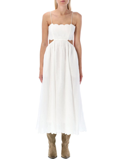 Zimmermann Jude Linen Midi Dress In White