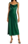 Wayf The Beverly Cowl Neck Midi Dress In Forest Green