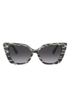 Valentino Vlogo 56mm Gradient Cat Eye Sunglasses In White Black/ Gradient Black